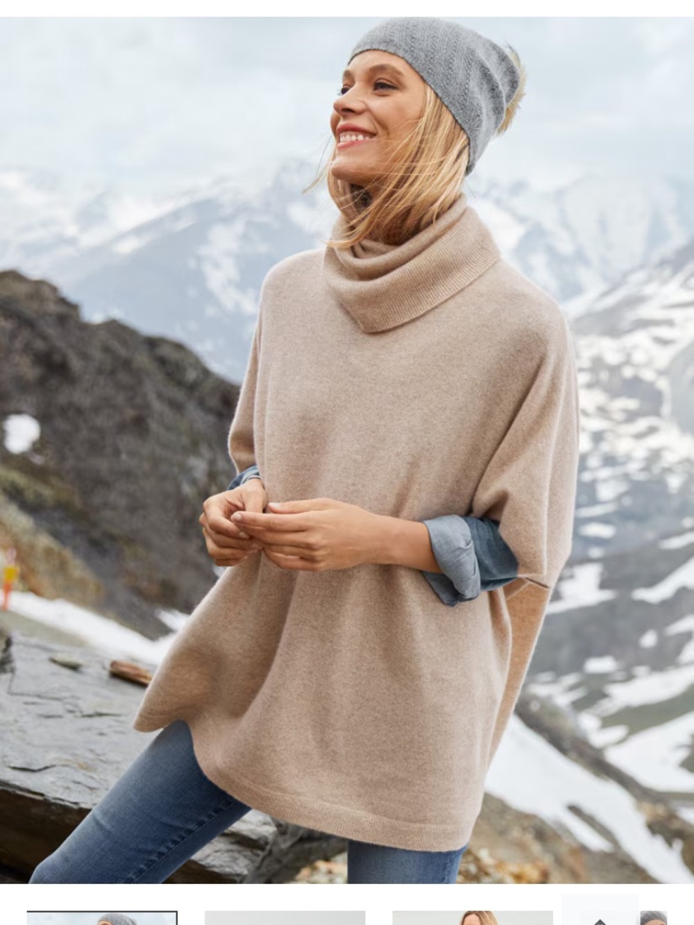 Garnet Hill Cashmere Turtleneck Sweater Cape M